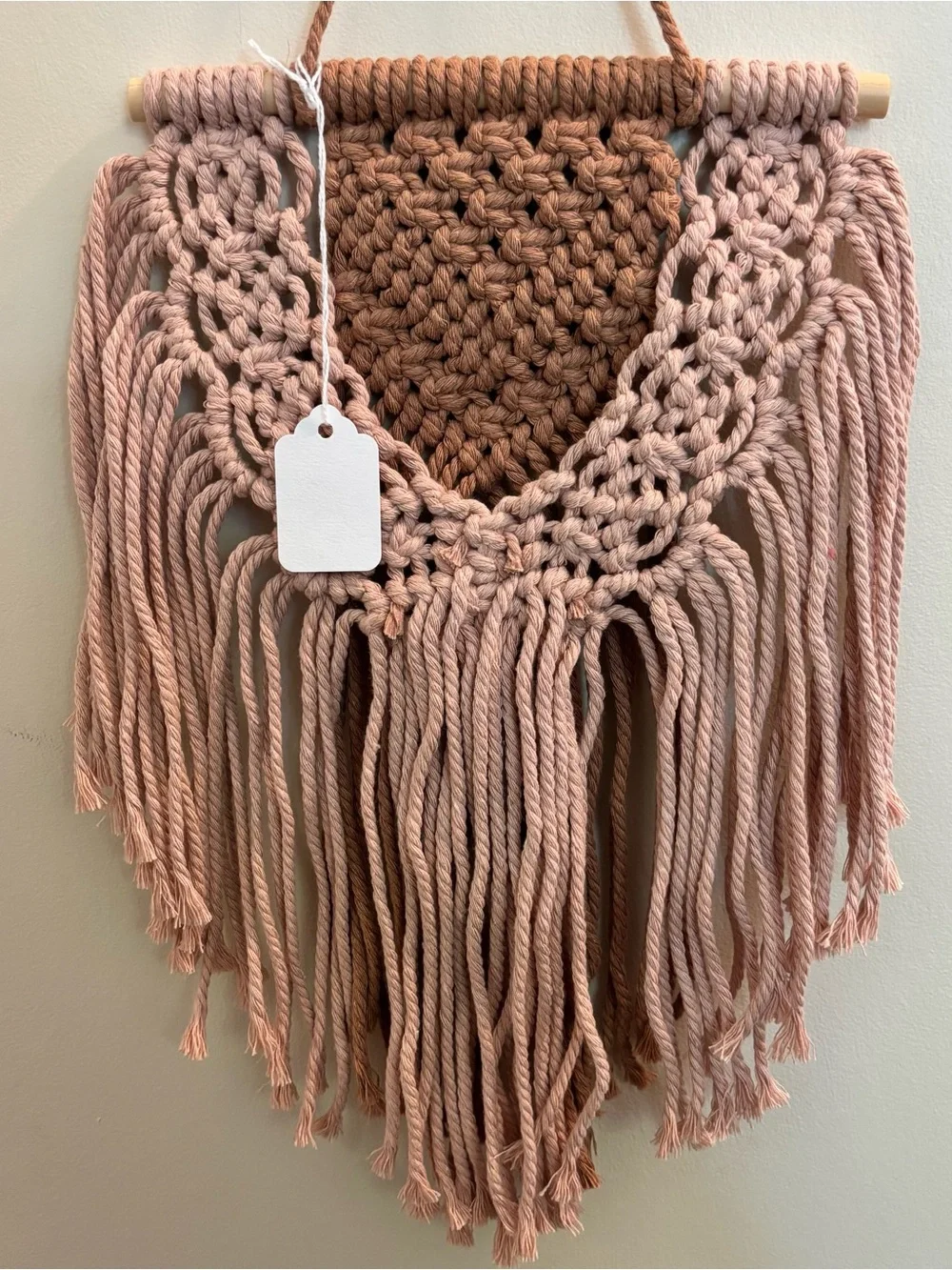 Handmade Boho Macrame Wall Hanging in Dusty Rose and Brown